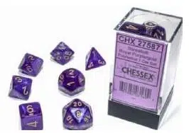 Borealis Luminary Royal Purple/gold Polydice - 7 stuks