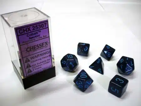 Cobalt Speckled Polydice (7 stuks)