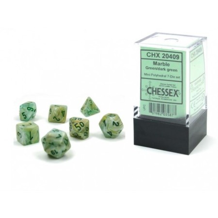Marble Green/dark green - Mini Polyhedral Dice set - 7 stuks