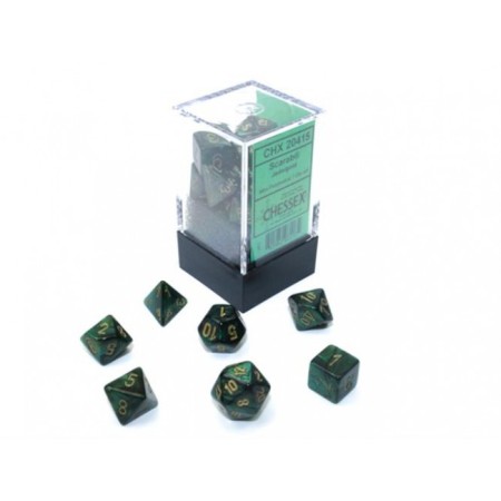 Scarab Jade/gold - Mini Polyhedral Dice set - 7 stuks