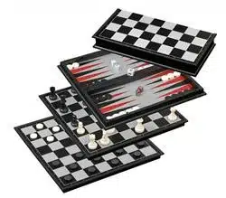 Schaak/Dam/Backgammon Kassette - Veld 37mm, Koningshoogte 66mm
