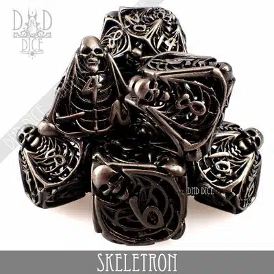 Skeletron Hollow - Hollow Metal Dice set - 7 stuks