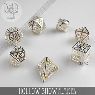 Snowflakes - Hollow Metal Dice set - 7 stuks