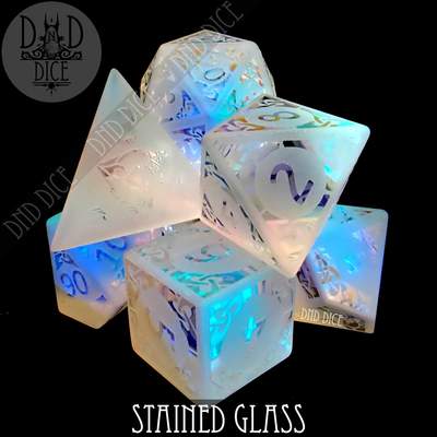 Stained Glass - Glass Dice set - 7 stuks