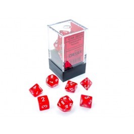 Translucent Red/white - Mini Polyhedral Dice set - 7 stuks