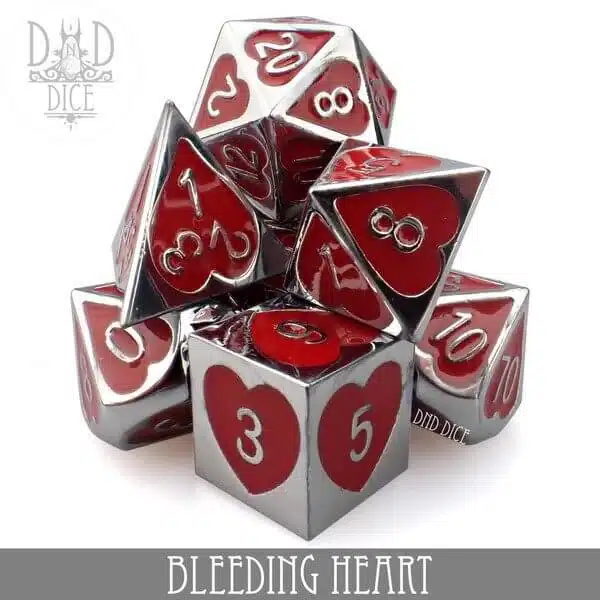 Bleeding Heart - Metal Dice set - 7 stuks