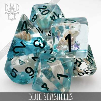 Blue Seashells - Dice set - 7 stuks