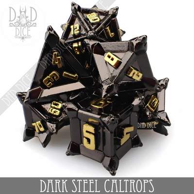 Dark Steel Caltrops - Metal Dice set - 7 stuks