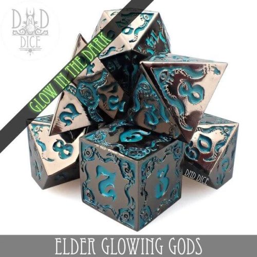 Elder Glowing Gods - Metal Dice set - 7 stuks