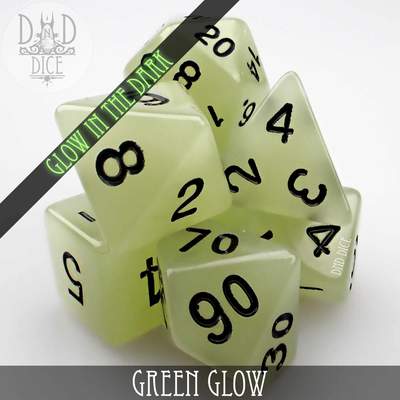Green Glow - Dice set - 7 stuks