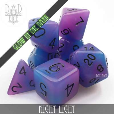 Nightlight Glow - Polyhedral Dice set - 7 stuks