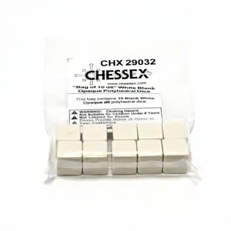 Opaque Blank White D6 Dobbelstenen (10 stuks)