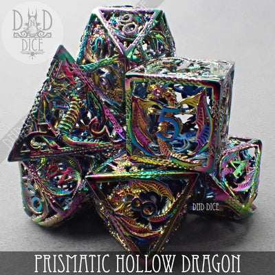 Prismatic Dragon - Hollow Metal Dice set - 7 stuks