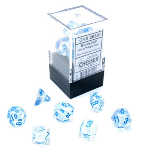 Borealis Icicle/light blue - Mini Polyhedral Dice set - 7 stuks