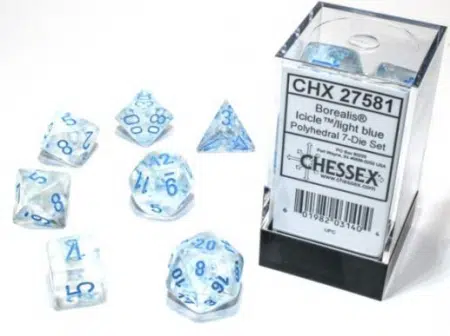 Borealis Luminary Icicle/light blue Polydice - 7 stuks