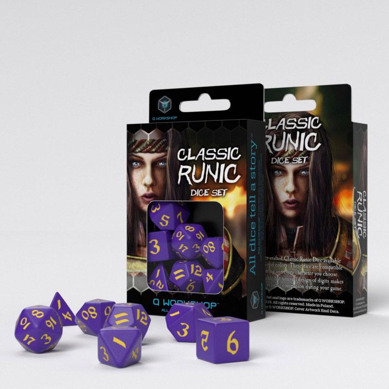 Classic Runic Purple & Yellow Dice Set - 7 stuks