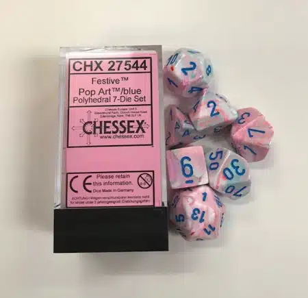 Festive Pop Art/blue Polydice - 7 stuks
