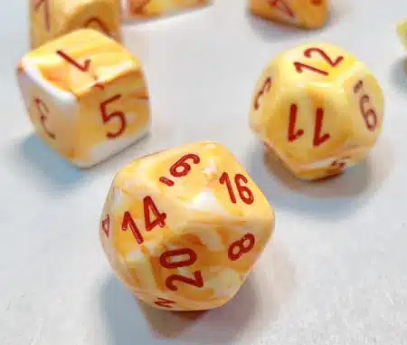Festive Sunburst/red Polydice - 7 stuks