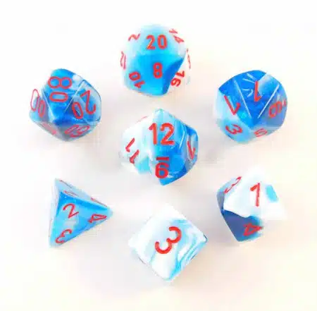 Gemini Astral Blue-White/red Polydice Dobbelsteen set