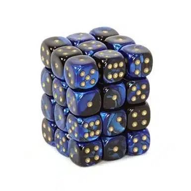 Gemini Black-Blue/gold D6 12mm (36 stuks)