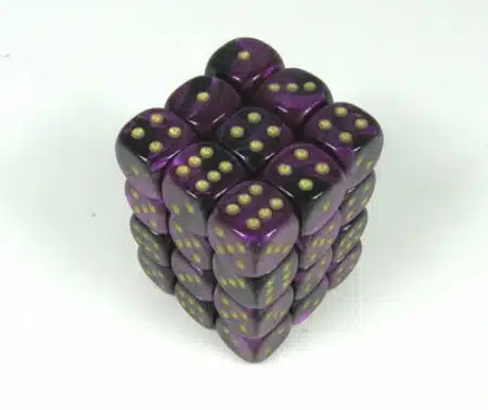 Gemini Black-Purple/Gold D6 12mm (36 stuks)
