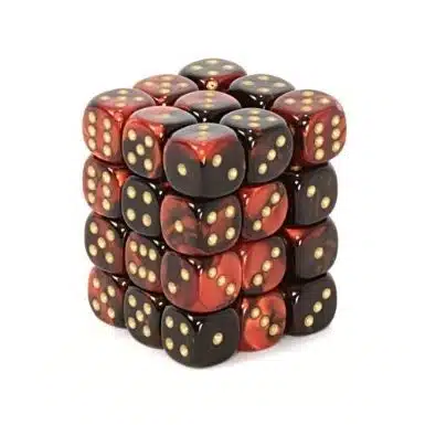Gemini Black-Red/gold D6 12mm (36 stuks)