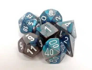 Gemini Steel-Teal/white Polydice (7 stuks)