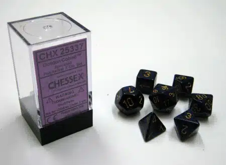 Golden Cobalt Speckled Polydice (7 stuks)