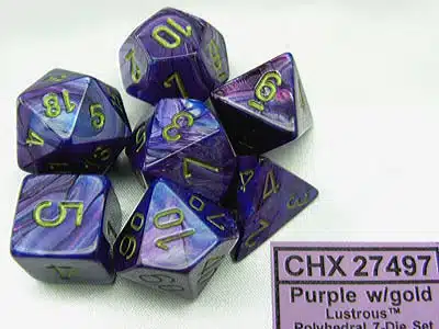 Lustrous Purple/gold Polydice (7 stuks)