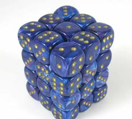 Lustrous Purple w/Gold D6 12mm (36 stuks)
