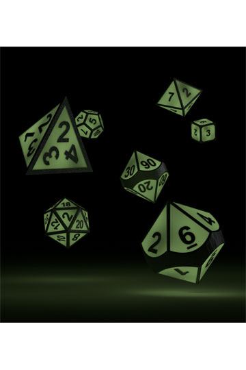 Metal Glow in the Dark RPG Set - Druid's Blaze - 7 polydice