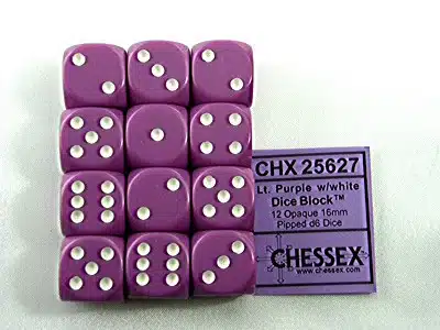 Opaque Light Purple/white D6 16mm (12 stuks)