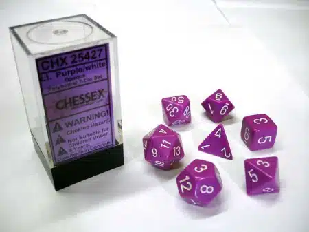 Opaque Light Purple/white Polydice (7 stuks)