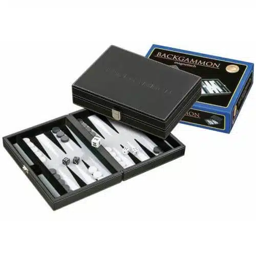 Backgammon 23cm Zwart in Koffer