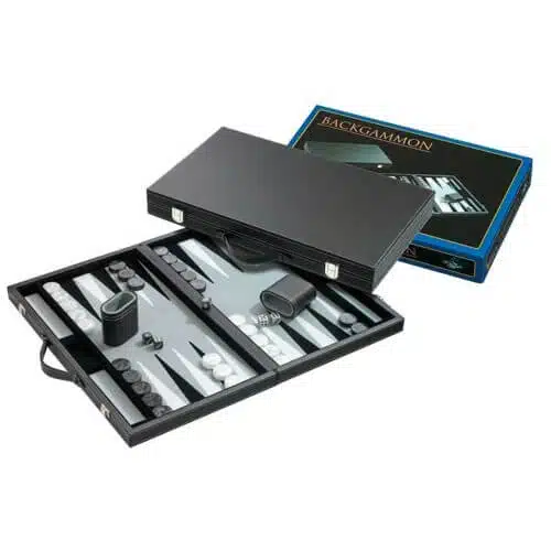 Backgammon 38 cm. Zwart in Koffer