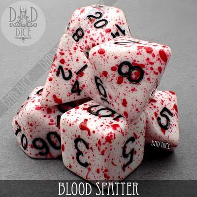 Blood Spatter - Hand-painted Polyhedral Dice set - 7 stuks