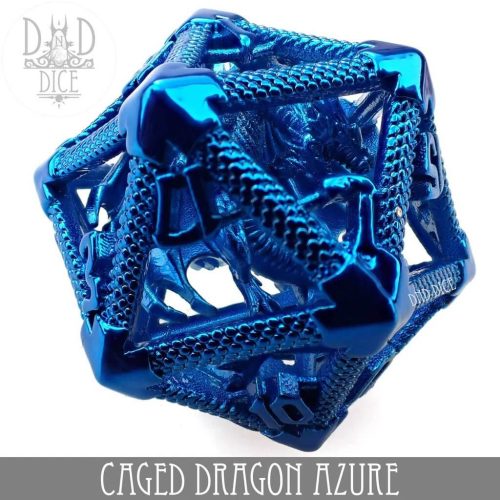 Caged Dragon Azure - Single Hollow Metal D20