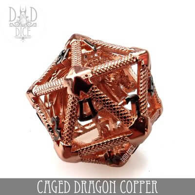 Caged Dragon Copper - Single Hollow Metal D20