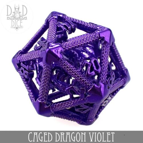 Caged Dragon Violet - Single Hollow Metal D20