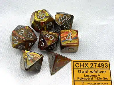 Lustrous Gold/silver Polydice (7 stuks)