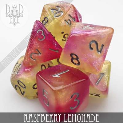 Raspberry Lemonade - Polyhedral Dice set - 7 stuks