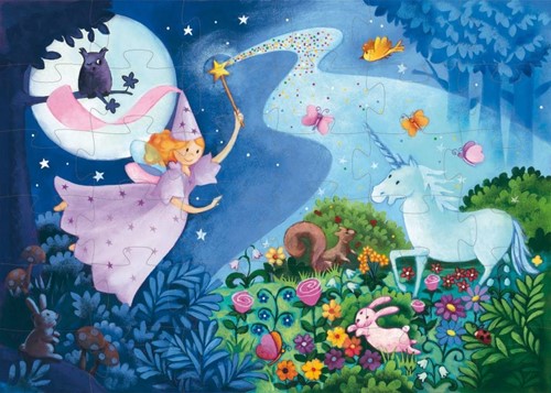 The fairy and the Unicorn - 36 stukken Silhouette Puzzel