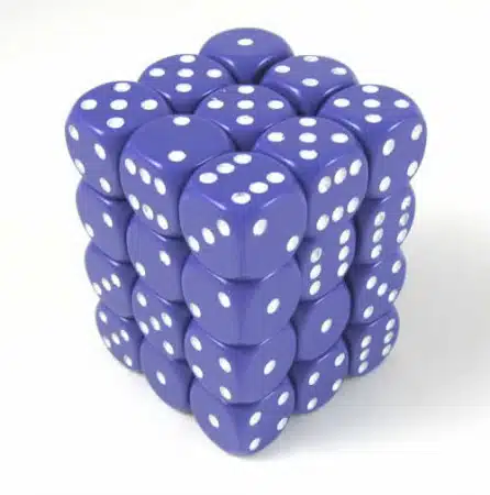 Opaque Purple/white D6 12mm (36 stuks)
