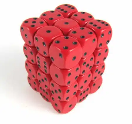 Opaque Red/black D6 12mm (36 stuks)