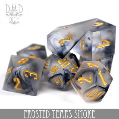Frosted Tears Smoke - Handmade Dice set - 7 stuks
