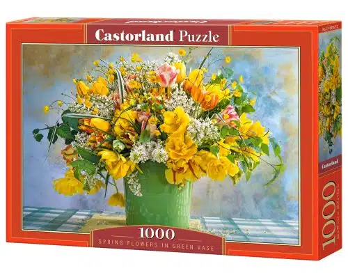 Spring Flowers in Green Vase - 1000 stukken puzzel