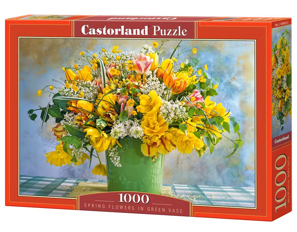 Spring Flowers in Green Vase - 1000 stukken puzzel