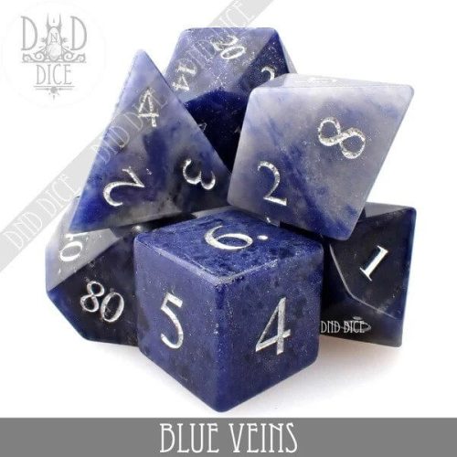 Blue Veins - Gemstone Dice set - 7 stuks
