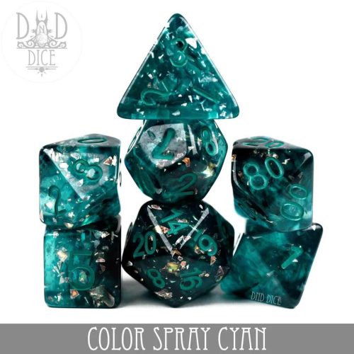 Color Spray: Cyan - Dice set - 7 stuks