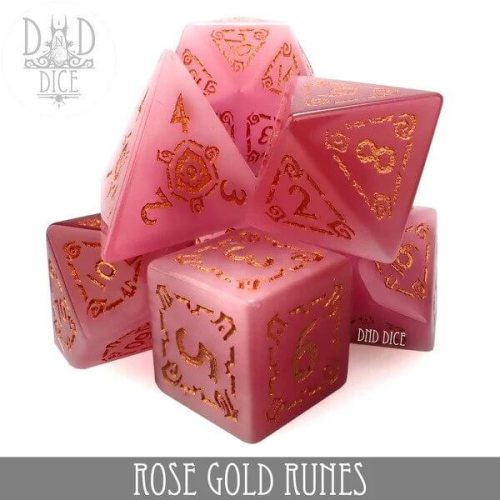 Gold Rose Runes - Gemstone Dice set - 7 stuks